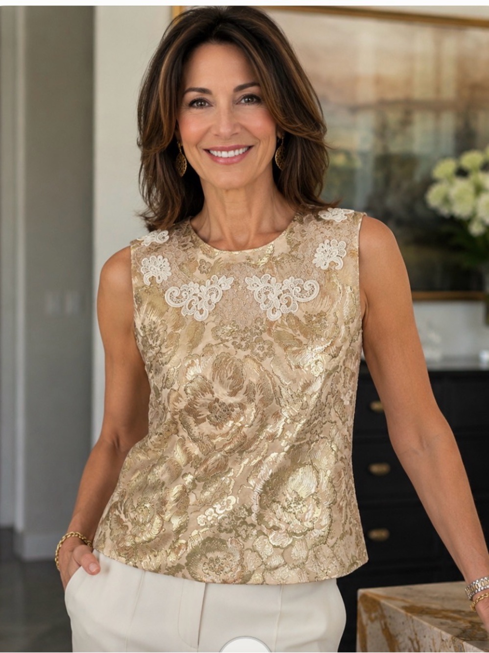 Dolce & Gabbana Gold Floral Tank Top (originally 1,425)